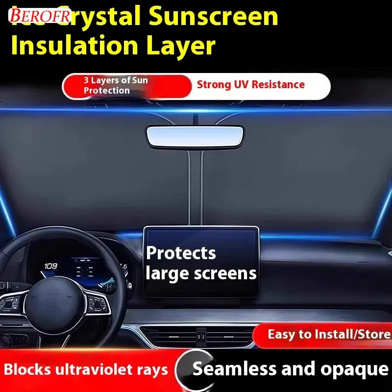 Windshield Sun Shade for Toyota Camry 2025-2026, Polyester and PVC Front Window Cover for Summer Heat, Choice of Sizes