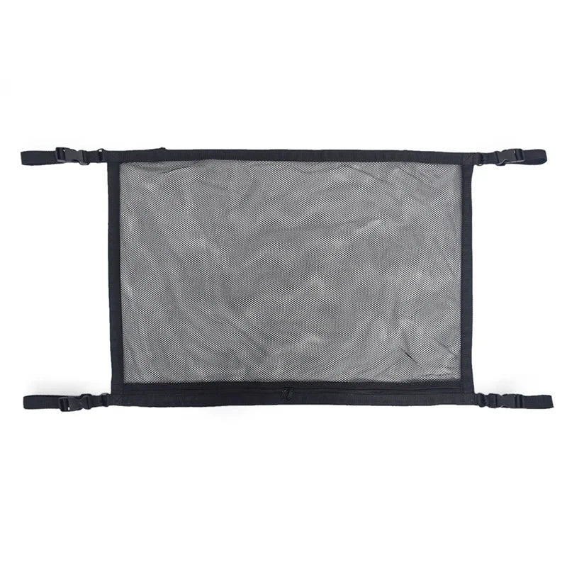 Car Ceiling Cargo Net Storage Bag for SUVs and Cars, Double Layer Mesh Organizer with Zipper and 4 Buckles, 31 x 22 Inch