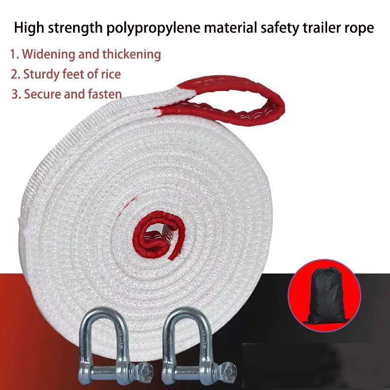 10 Ton Reflective Tow Strap with U Shackles, High Strength Polyester, 4, 5 or 7 m Long, for Cars, SUVs and Trucks
