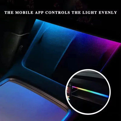 Dashboard Ambient Light Kit for Tesla Model 3 and Model Y, RGB Fiber Optic Strips with App Control and Music Sync, Optional 4 Footwell Lights