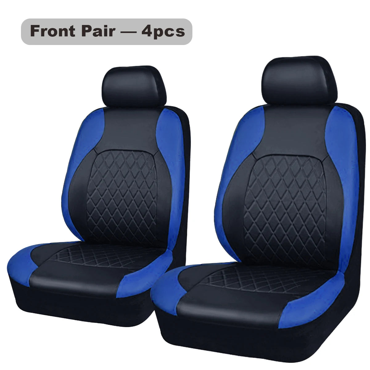 Quilted PU Leather Car Seat Covers, Front Pair or Full 5 Seat Set, Universal Fit for Cars, SUVs and Pickup Trucks, 4 Colors