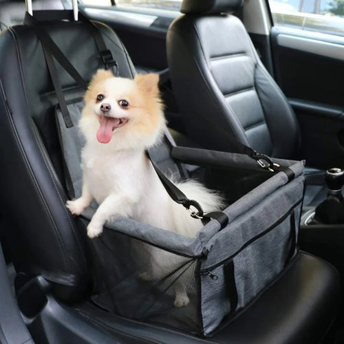 Foldable Pet Car Seat Basket and Travel Bag for Dogs and Cats, Stable Structure, Polyester, 9 Color Options