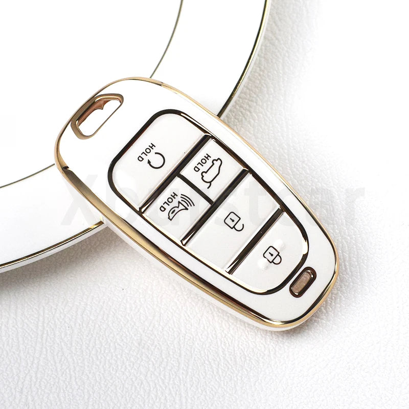 Key Fob Cover for Hyundai 5-Button Keys, Soft TPU Case with Embossed Button Icons for Tucson (NX4), Santa Fe and Nexo, Cover or Set