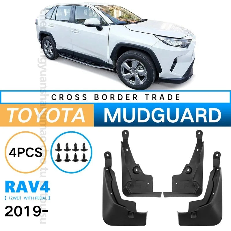 Mud Flaps for Toyota RAV4 2019-2025, 2WD Models with Running Boards, Front and Rear ABS Splash Guards