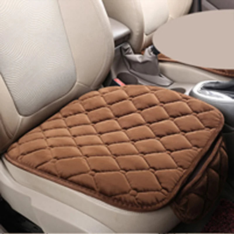 Plush Winter Car Seat Pads, Warm Non-Slip Cushions for Front and Rear Seats, Single Pad or 3 Piece Set, 4 Colors