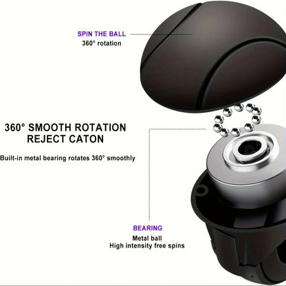 Black Silicone Steering Wheel Spinner Knob, 360 Degree Rotation with Built-In Metal Bearing, Non-Slip Grip for One-Hand Turning