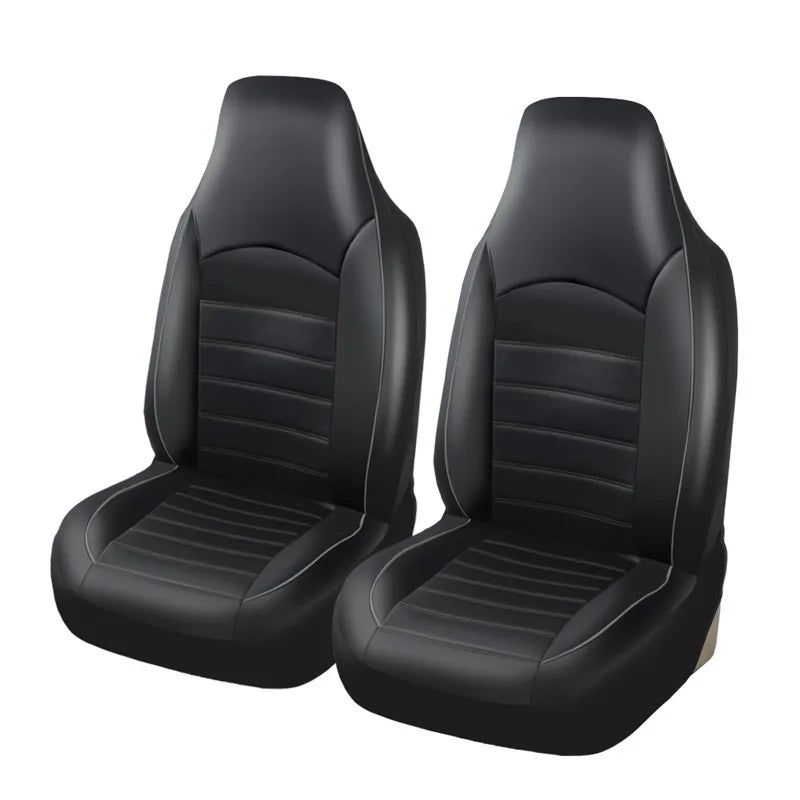 2 Front Car Seat Covers, PU Faux Leather High Back Bucket Seat Covers for Most Cars, Trucks, SUVs and Vans, 3 Colors