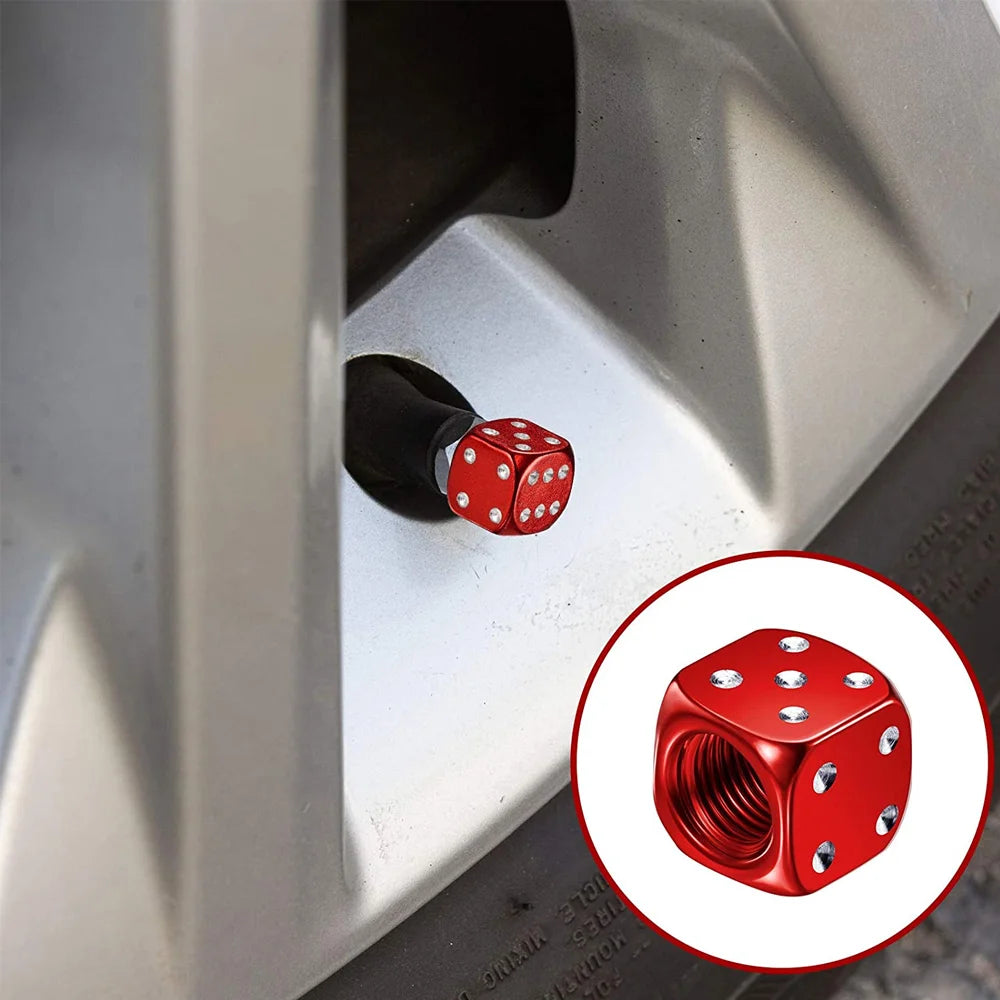 Dice Tire Valve Stem Caps, Dustproof Valve Covers for Cars, Trucks, Motorcycles and Bikes, 4 or 8 Pack, 11 Colors
