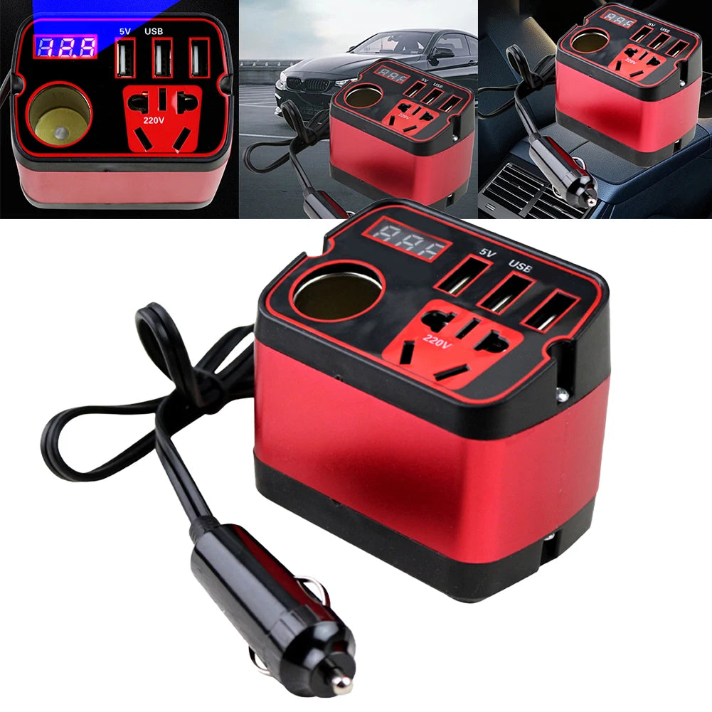 Mini Car Power Adapter, 12V to 110V Outlet with USB Fast Charging, Plugs into the Accessory Socket, for Phone and Laptop Chargers