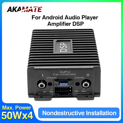 DSP amplifier for Android audio players, 50W x 4, with brand logo