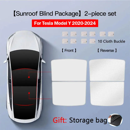 Glass Roof Sunshade for Tesla Model Y 2020-2024 and Juniper, Model 3 2017-2023 and Highland, Clip-On Shades in Black, White or Blue
