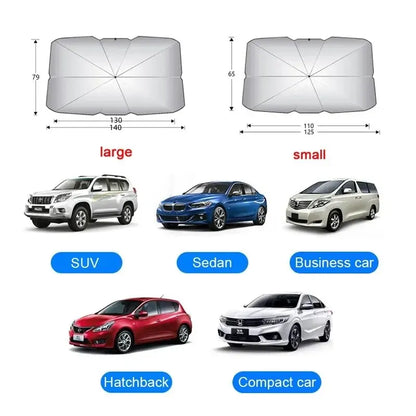 Car Windshield Sun Shade Umbrella, Foldable Reflective Sunshade with Storage Case, 2 Sizes