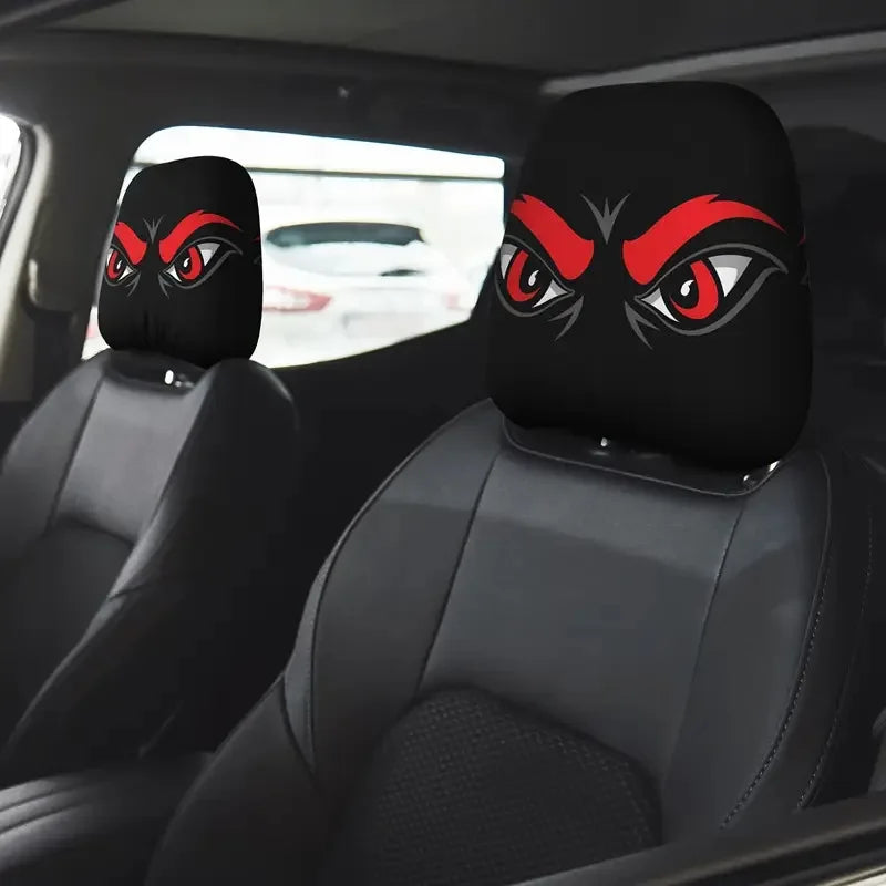 Halloween Funny Face Car Headrest Covers, Set of 2 Double-Sided Printed Polyester Covers, Easy to Wash, 17 Styles