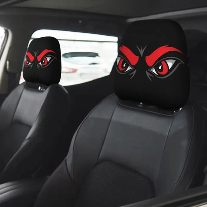 Halloween Funny Face Car Headrest Covers, Set of 2 Double-Sided Printed Polyester Covers, Easy to Wash, 17 Styles