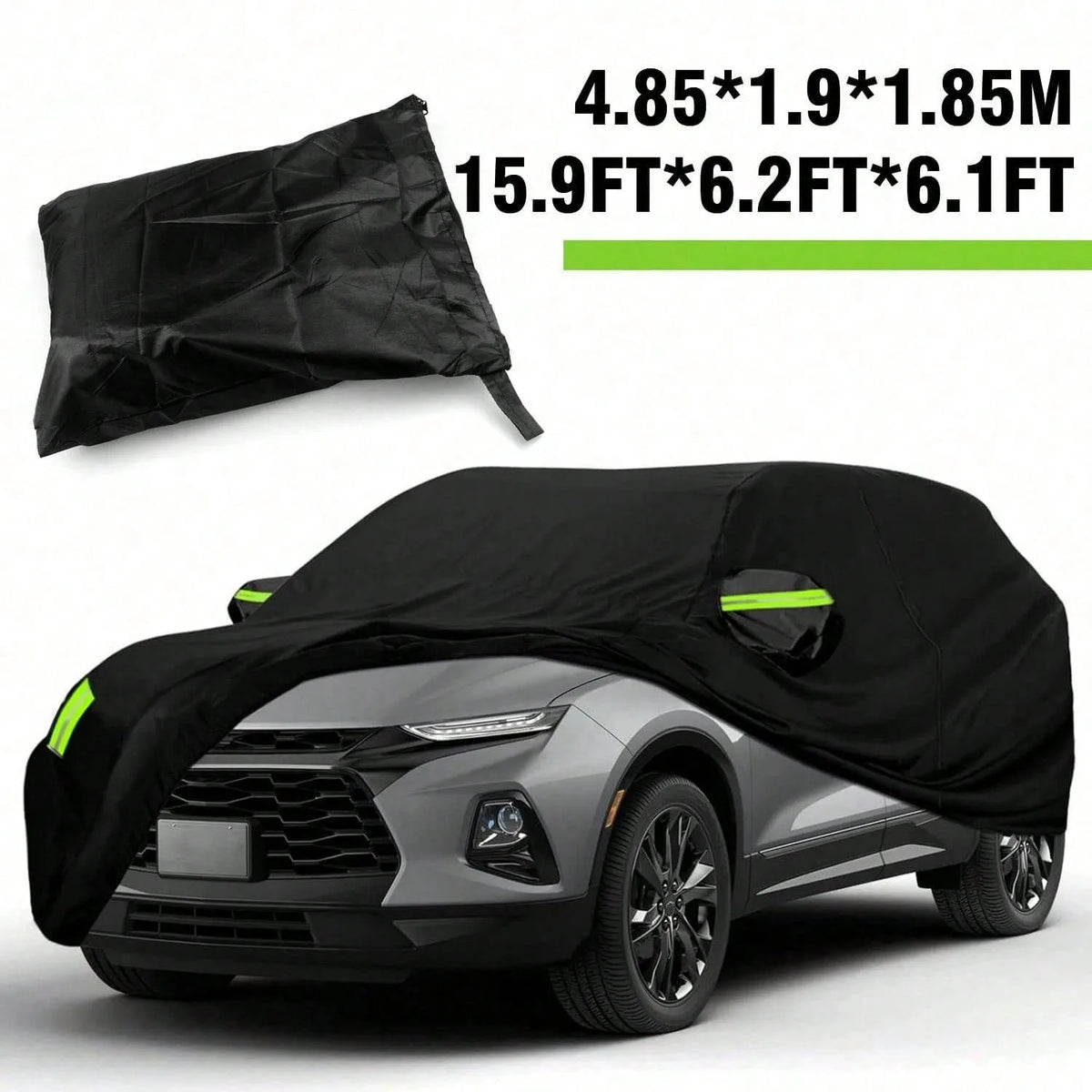 Large SUV car cover size: 15.9 x 6.2 x 6.1 ft (4.85 x 1.9 x 1.85 m)