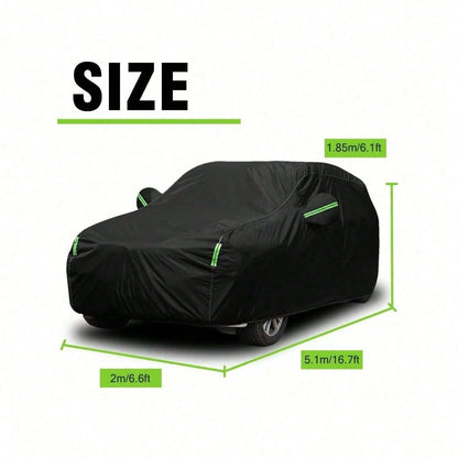 SUV car cover dimension diagram showing length, width and height