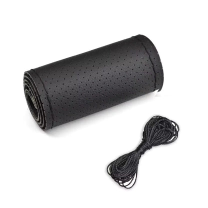Black DIY steering wheel cover with black thread
