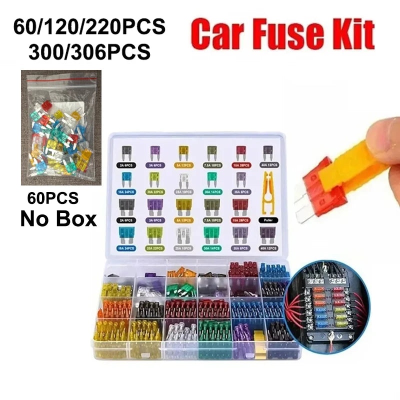 Car fuse kits in 60, 120, 220, 300 and 306 piece sizes