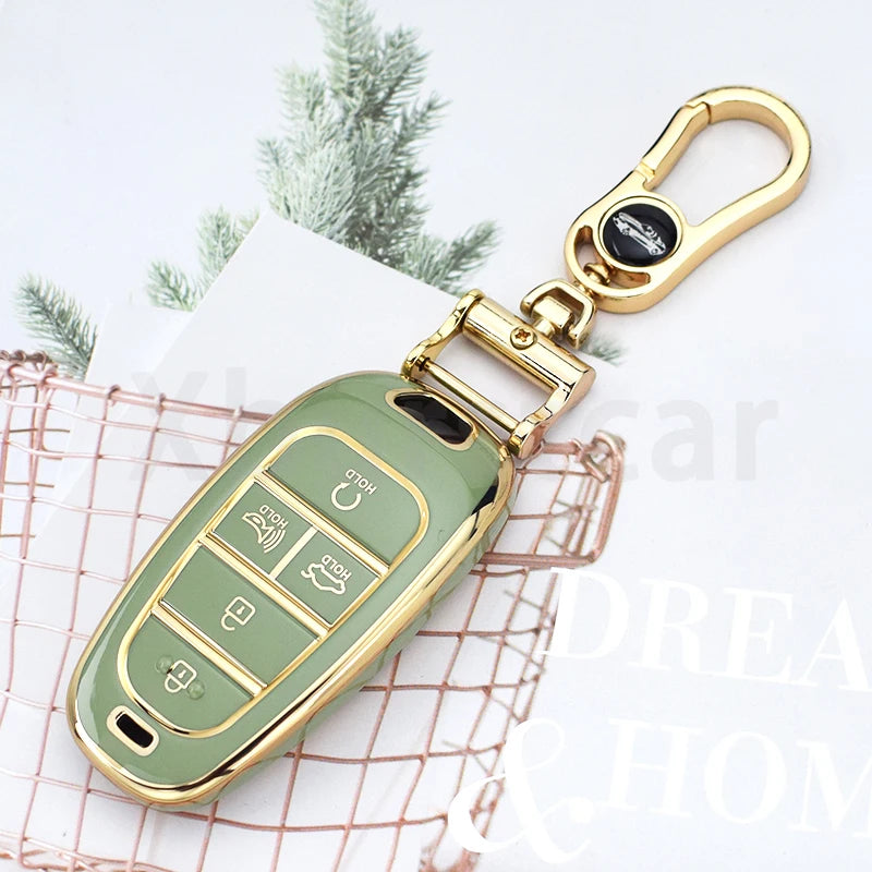 Key Fob Cover for Hyundai 5-Button Keys, Soft TPU Case with Embossed Button Icons for Tucson (NX4), Santa Fe and Nexo, Cover or Set