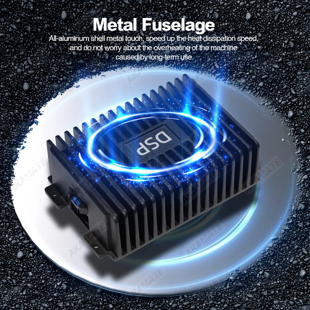 Aluminum DSP amplifier case with heat-sink fins