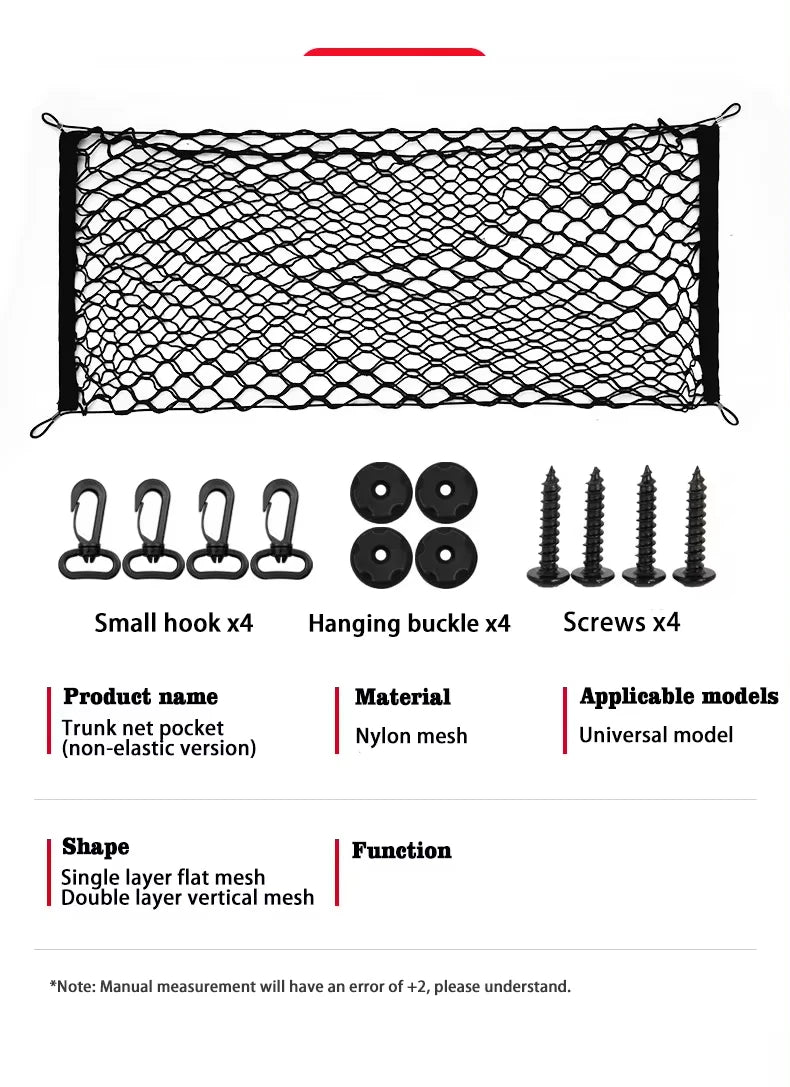 Cargo Net for Hyundai Tucson 2022-2024 (NX4), Black Mesh Trunk Net with Fabric-Strap Sides and 4 Adjustable Hooks, 2 Sizes