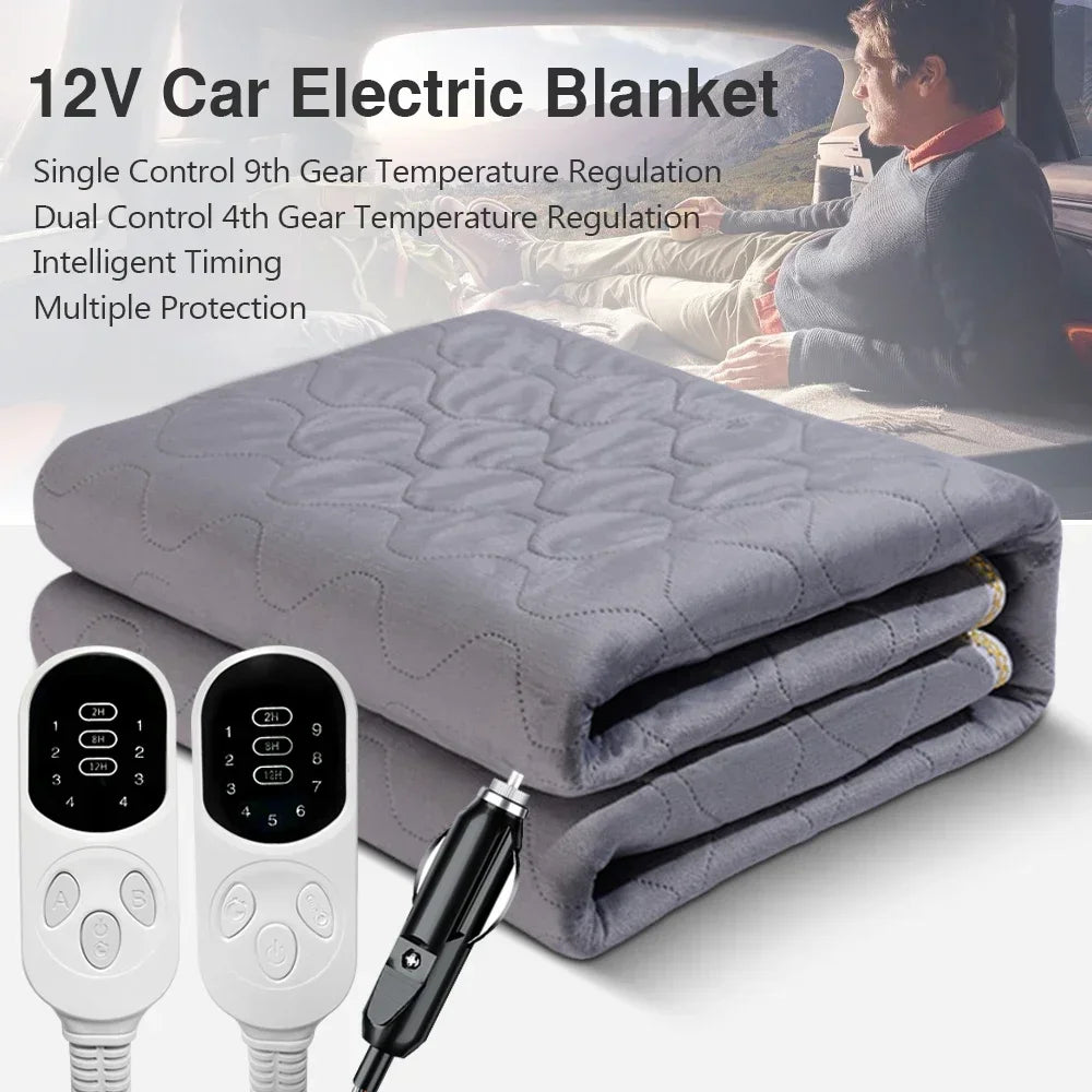 12V Heated Mattress Pad for SUV and RV Car Camping, Plush Electric Heating Mat, Single 28 x 71 in or Double 47 x 59 in