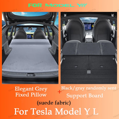 Model Y L mattress with gray fixed pillow and support board