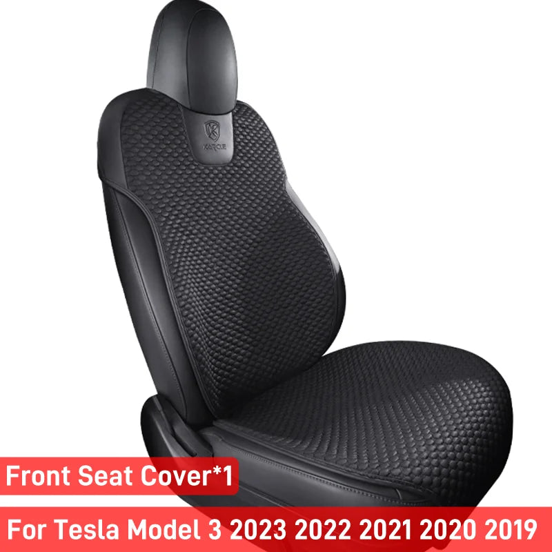 Ice Silk Seat Cushions for Tesla Model Y 2020-2024 and Model 3 2017-2023, Breathable Front or Rear Seat Pads, Black or White