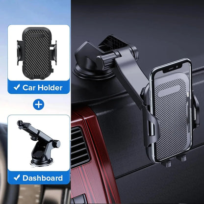 Phone mount on a dashboard holding a smartphone