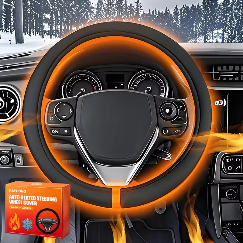 Heated Steering Wheel Cover for 14.5 to 15 Inch Wheels, 12V Plush Steering Wheel Warmer with Cigarette Lighter Plug, 1, 3, 5 or 10 Pack