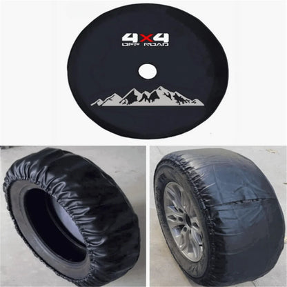 Spare Tire Cover for Jeep Wrangler with Backup Camera Hole, 4x4 Off-Road Paw PU Leather, 15 to 18 in, Plain Black or 19 Prints