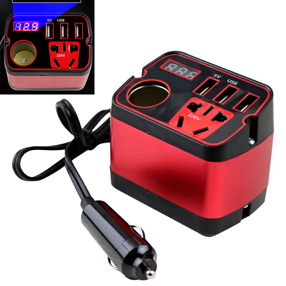 Mini Car Power Adapter, 12V to 110V Outlet with USB Fast Charging, Plugs into the Accessory Socket, for Phone and Laptop Chargers