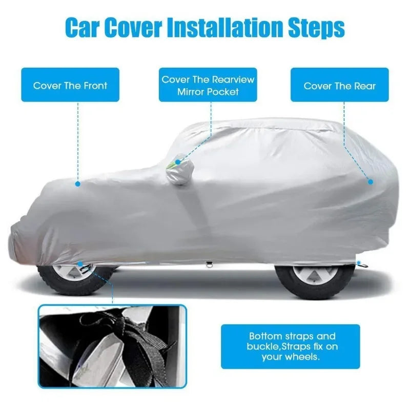 Car Cover for Jeep Wrangler 2018-2019 (JL) and JK, TJ, YJ, CJ, 2-Door or 4-Door, Water-Resistant 190T Polyester with Driver Door Zipper