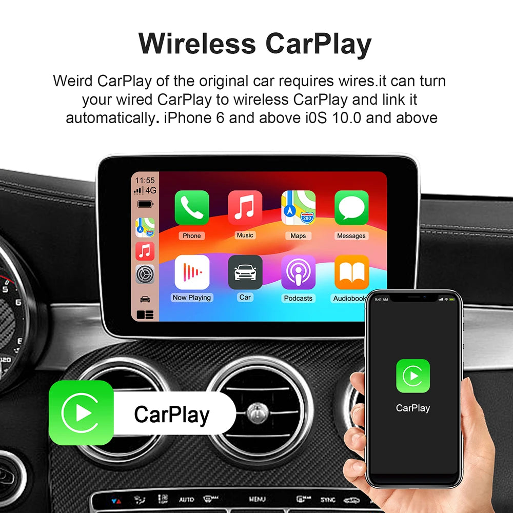 CarPlay AI Box with Android 13, Wireless CarPlay and Android Auto for Cars with Factory Wired CarPlay, 2GB RAM, 16GB or 32GB