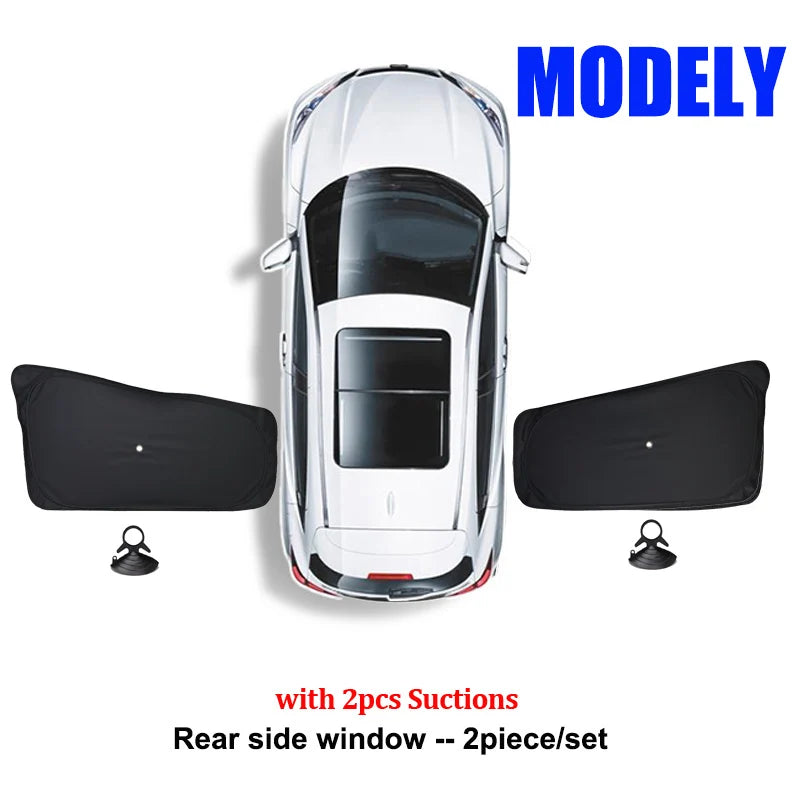 Sun Shades for Tesla Model 3 and Model Y 2021-2026 (Highland, Juniper), Side Window Shades with Suction Cups, Windshield and Full Sets