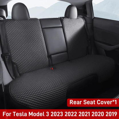 Ice Silk Seat Cushions for Tesla Model Y 2020-2024 and Model 3 2017-2023, Breathable Front or Rear Seat Pads, Black or White