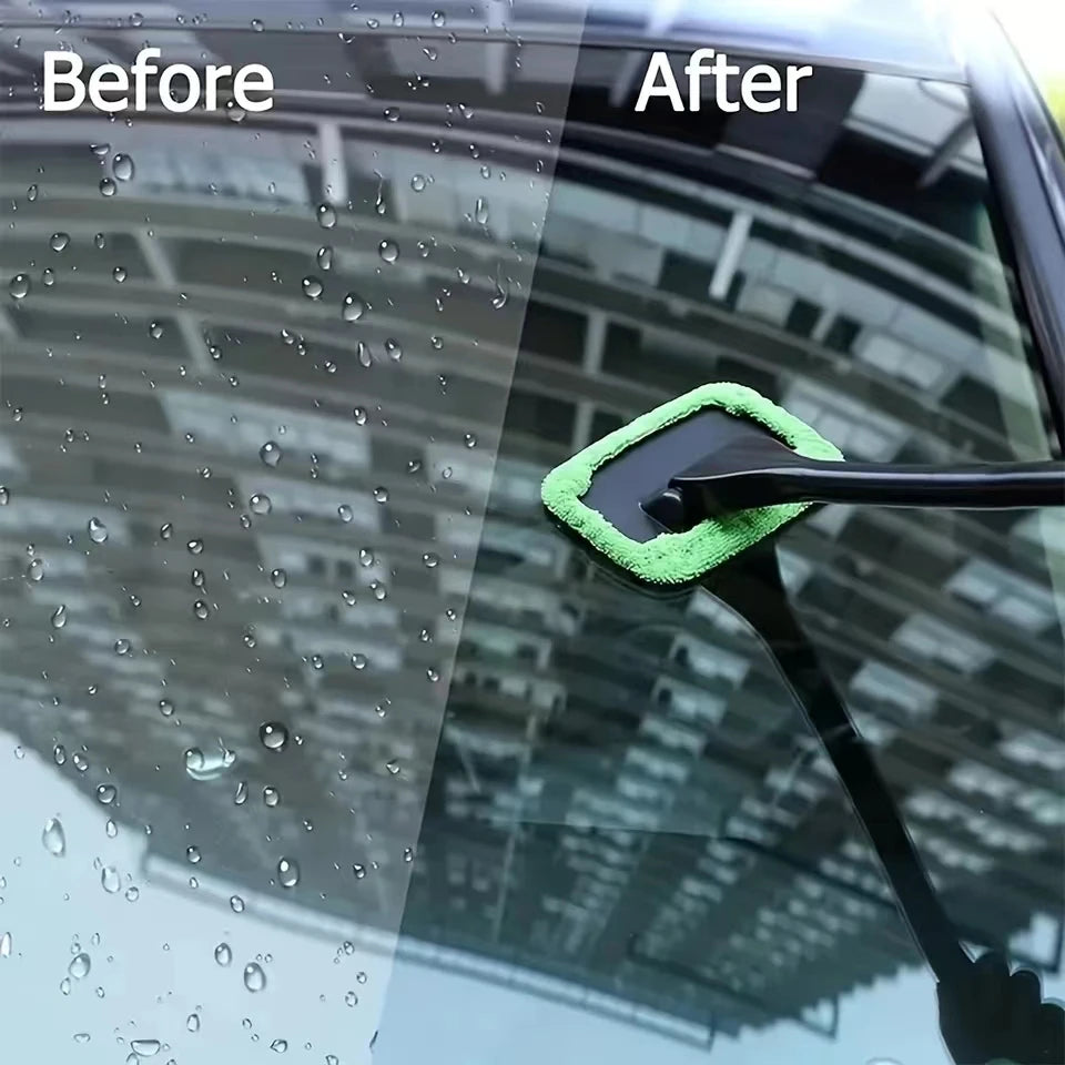 Car Windshield Cleaning Tool with Long Handle, Inside Window Cleaner with Washable Microfiber Pad, 4 Options