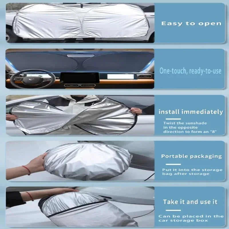 Windshield Sun Shade for Hyundai Tucson 2022-2026 (NX4), Silver Outside and Black Inside, Heat Insulation Film