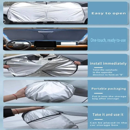 Windshield Sun Shade for Hyundai Tucson 2022-2026 (NX4), Silver Outside and Black Inside, Heat Insulation Film