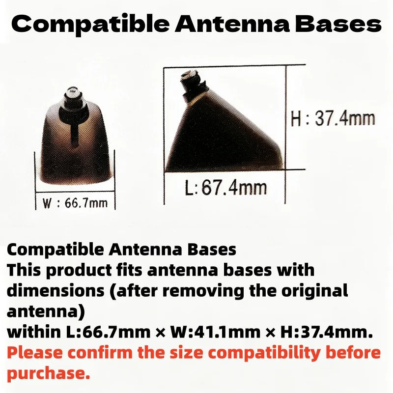 Universal Shark Fin Roof Antenna with Built-In AM/FM Cable, No Drilling Install, Carbon Fiber Look and Solid Colors