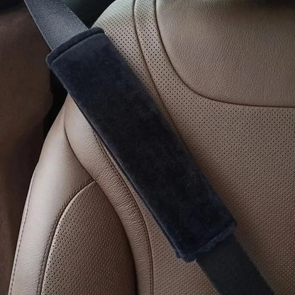 Seat Belt Cover for Adults, Soft Shoulder Pad in Black Short Plush or All-Season Style, Hidden Hook-and-Loop Closure, Universal Fit