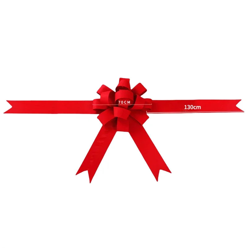 Giant Red Car Bow for New Car Gifts, Showroom Delivery and Holiday Surprises, Reusable Hood Bow with Ribbon Tails