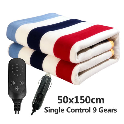 12V Heated Car Blanket, Soft Flannel Electric Travel Blanket for Car Trips and Camping, Adjustable Heat, 3 Sizes, 2 Styles