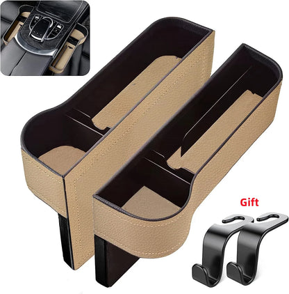 PU Leather Car Seat Gap Organizer — Key Holder with Charging Port Cutout