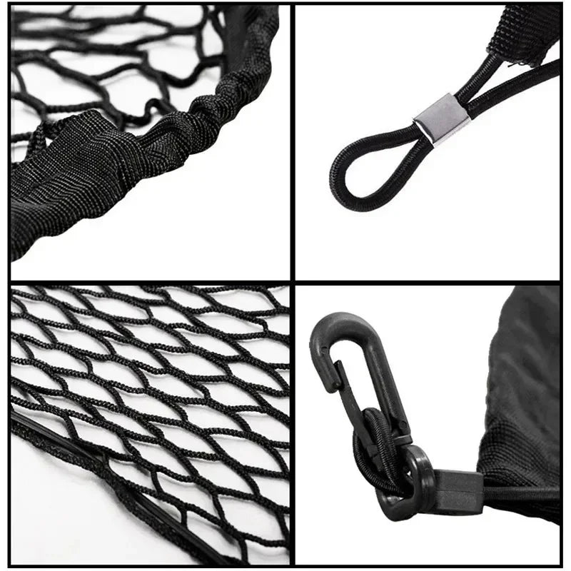 Elastic Nylon Mesh Trunk Cargo Net with 4 Plastic Hooks, Car Trunk Organizer for Loose Items, 3 Sizes from 35 x 12 to 43 x 16 Inch
