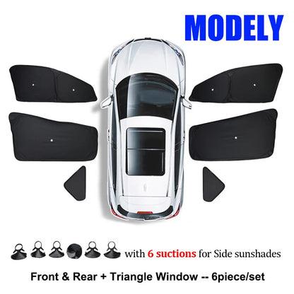 Sun Shades for Tesla Model 3 and Model Y 2021-2026 (Highland, Juniper), Side Window Shades with Suction Cups, Windshield and Full Sets
