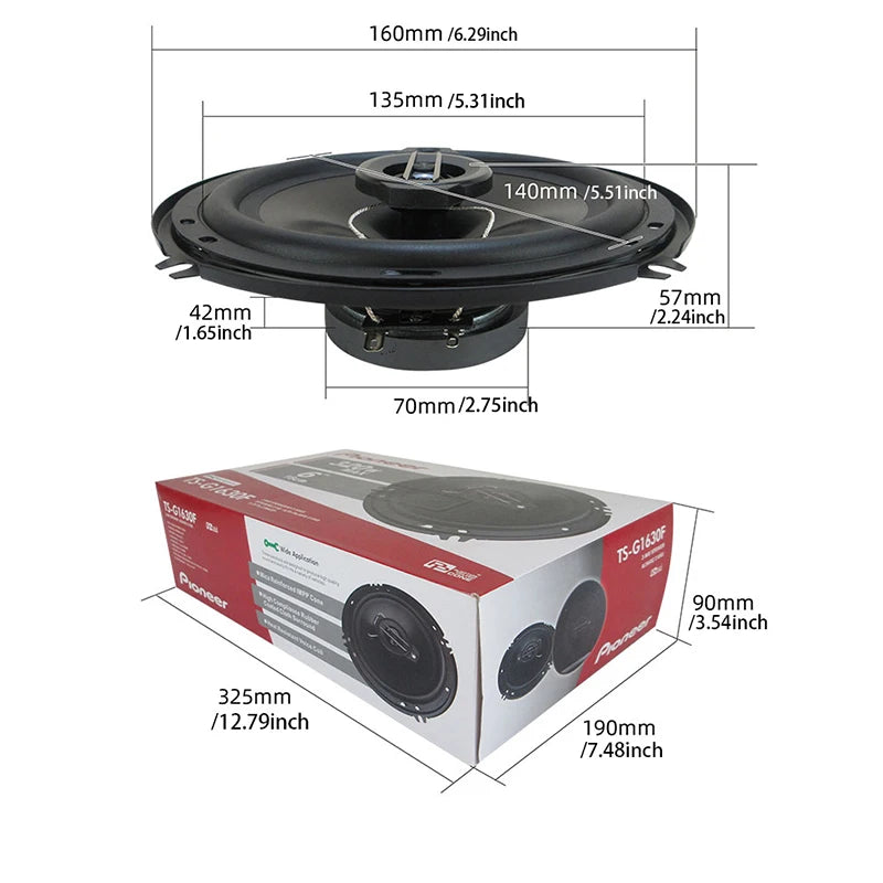 6 Inch 640W(2*320W) 3Way Universal Car Coaxial Auto Music Stereo Full Range Frequency Hifi Speakers Non-destructive Installation