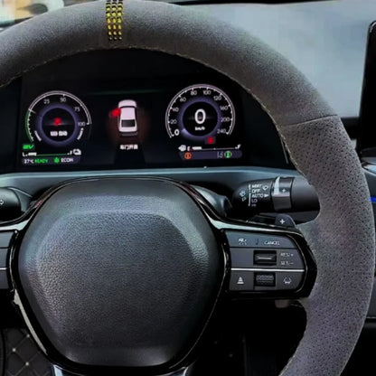 Steering Wheel Cover for Honda CR-V 2023 and Civic 2022-2023, Hand-Sewn Suede Leather, Breathable Grip, 9 Stitching Colors