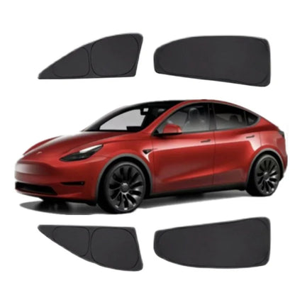 Blackout Sun Shades for Tesla Model Y 2020-2024 and Juniper 2025+, Windshield, Side Window and Full 8-Piece Privacy Sets