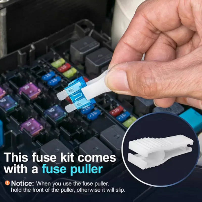 Fuse puller included with the kit, pulling a fuse from a fuse box